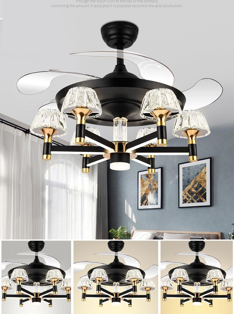 Crystal Black Gold And Remote Control Ceiling Fan